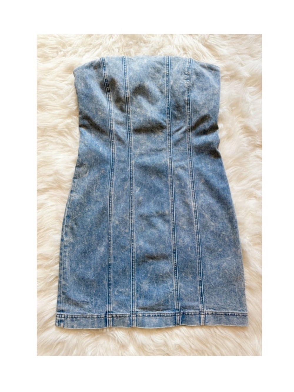 New! Alice + Olivia Palmer Strapless Bodycon Denim Mini Dress - Picture 7 of 11